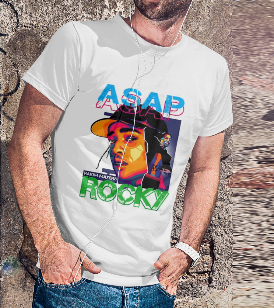 ASAP Rocky Rakim Mayers Hip Hop Street Art Bold Pop Color Aesthetic T-Shirt