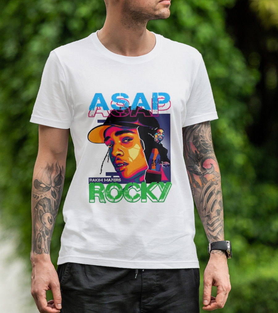 ASAP Rocky Rakim Mayers Hip Hop Street Art Bold Pop Color Aesthetic T-Shirt
