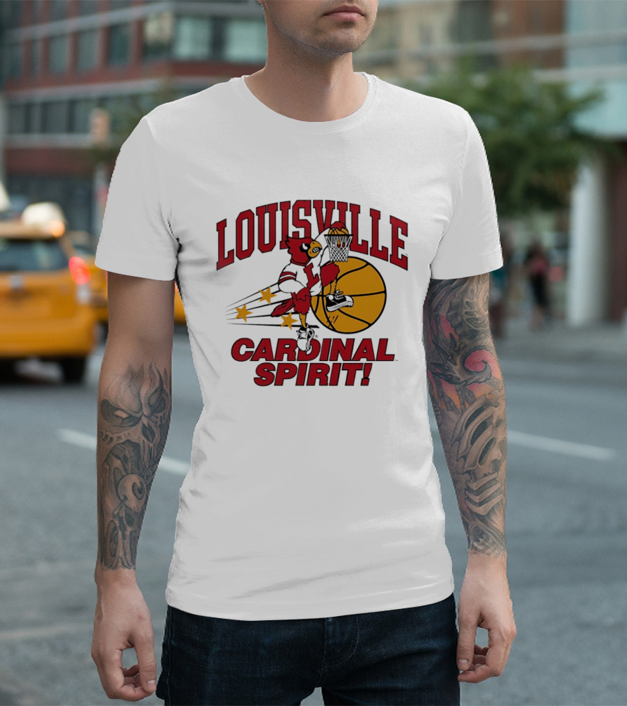 Louisville Cardinal Spirit Basketball Dunking Stars T-Shirt