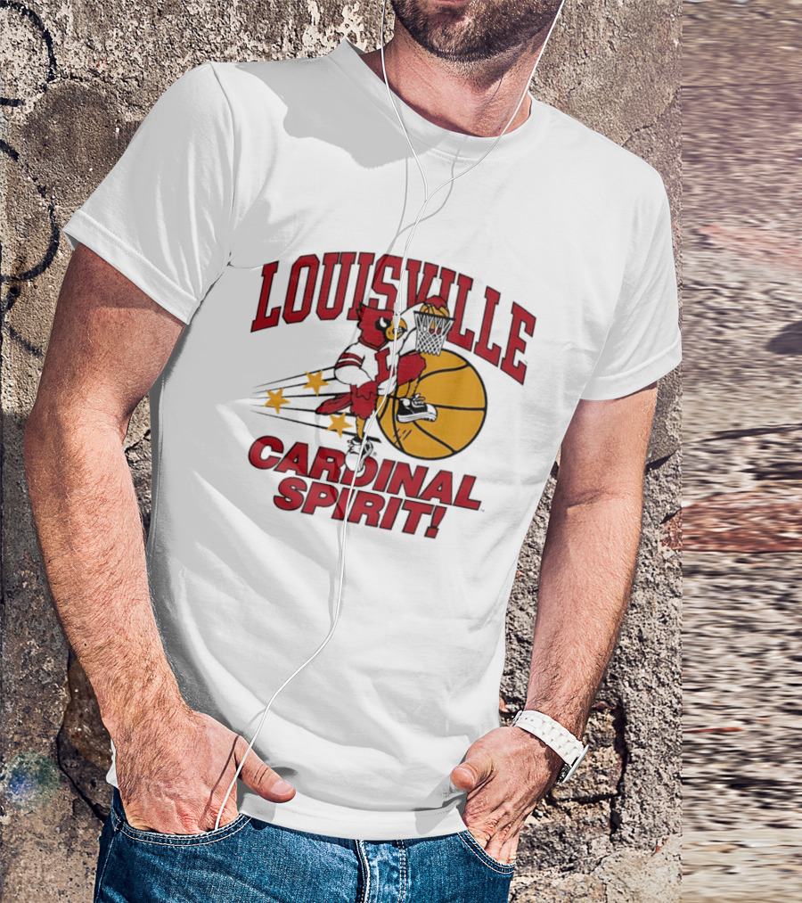 Louisville Cardinal Spirit Basketball Dunking Stars T-Shirt