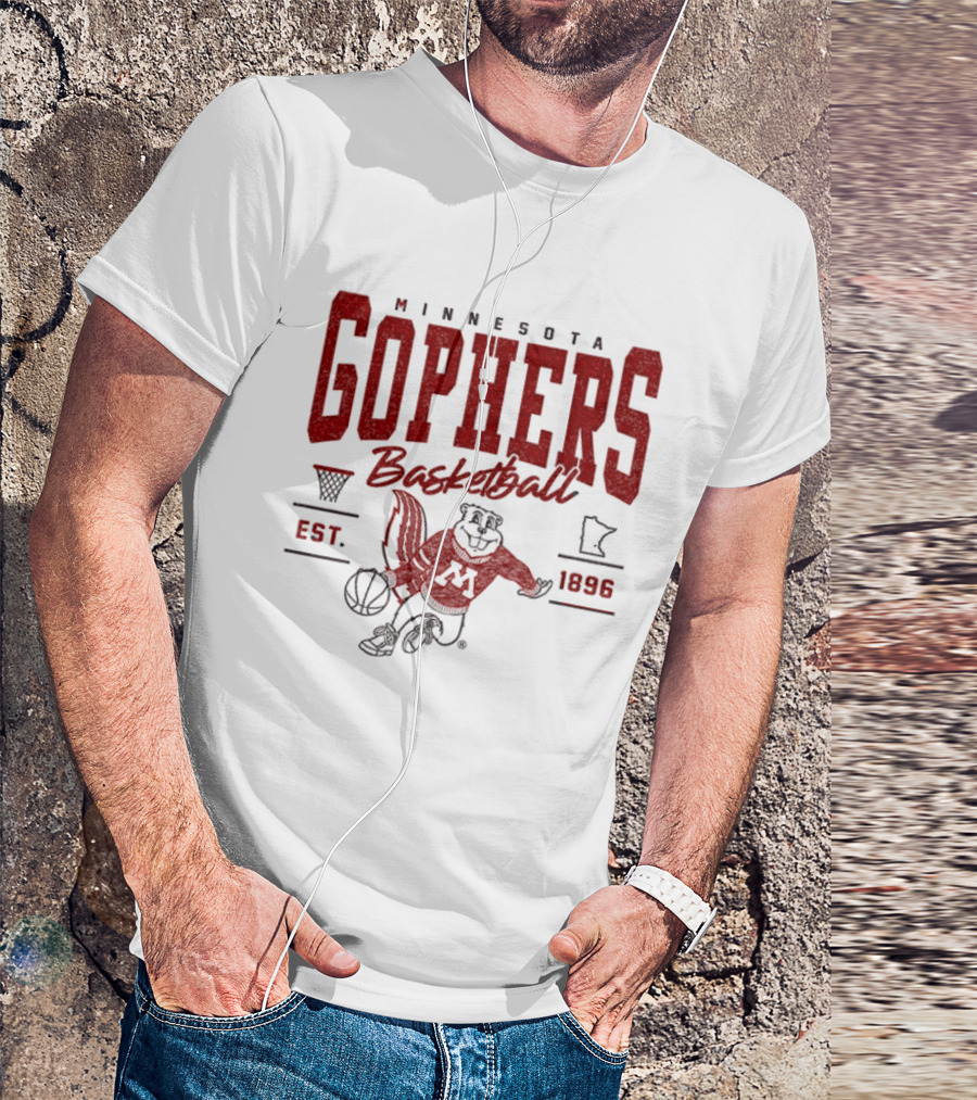 Minnesota Gophers Basketball Est 1896 Goldy Gopher Dribbling Ball T-Shirt