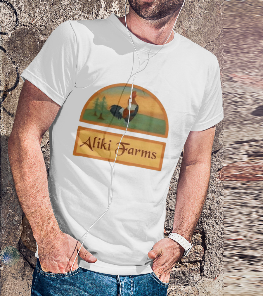Aliki Farms Rooster Scene With Trees T-Shirt