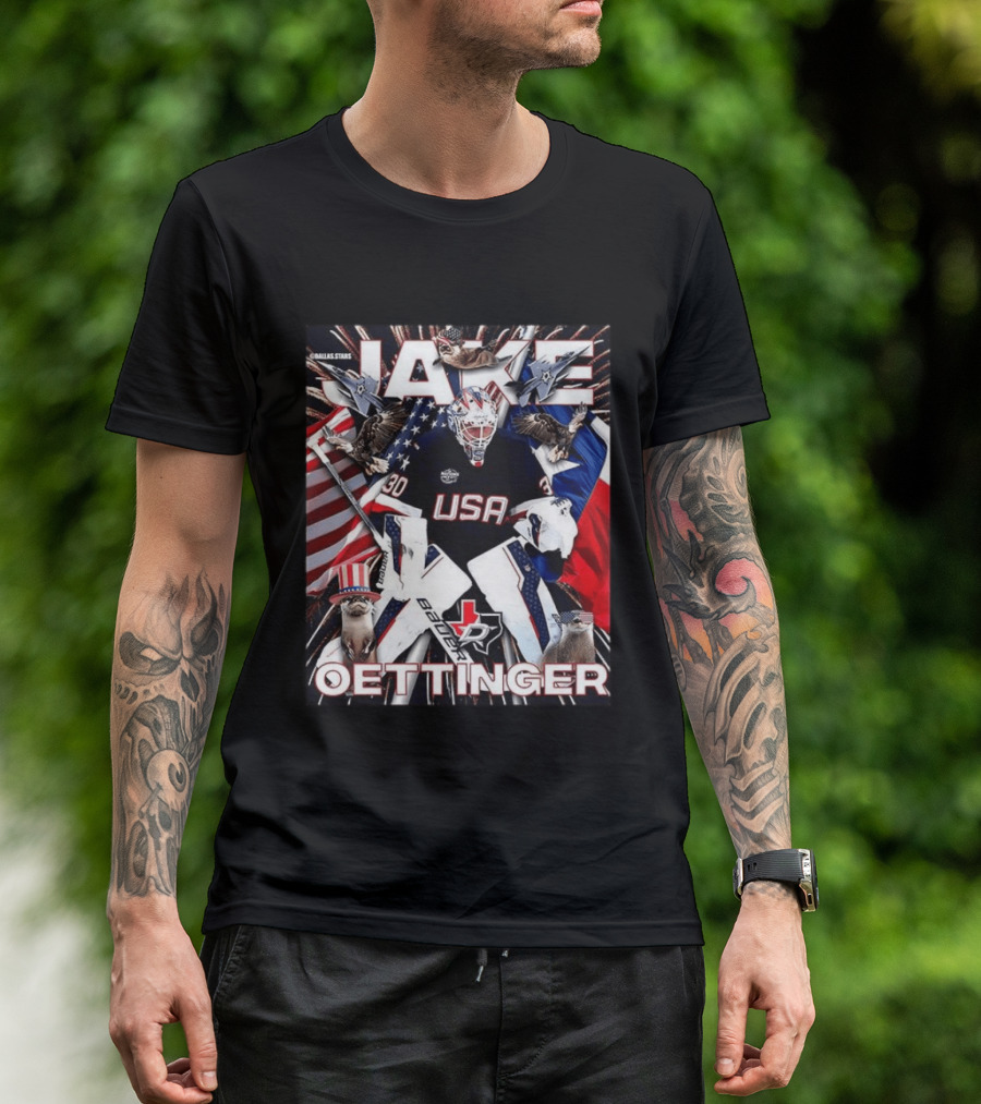 Jake Oettinger USA Hockey Olympics Dallas Stars Bauer T-Shirt