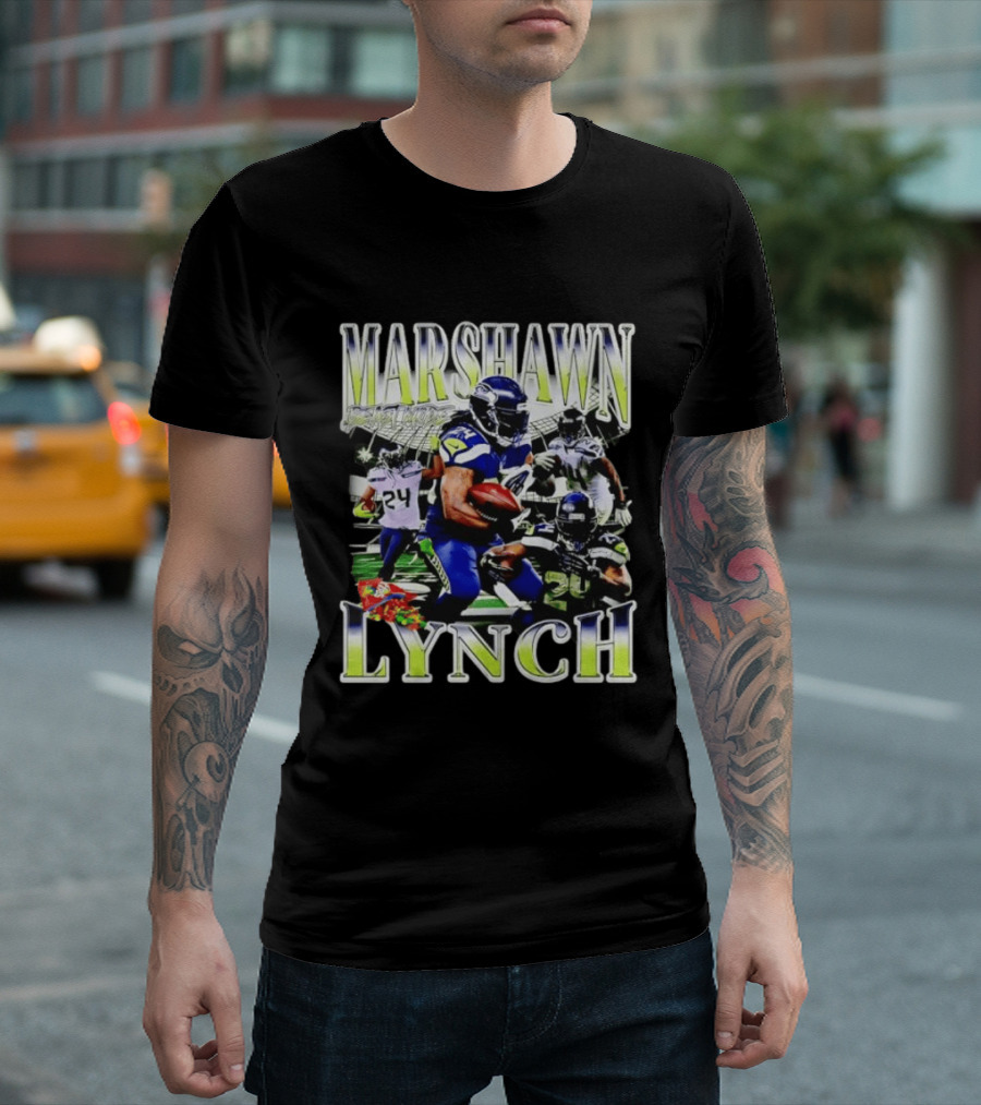 Marshawn Lynch Seattle Seahawks Football Star Running Back Legends T-Shirt