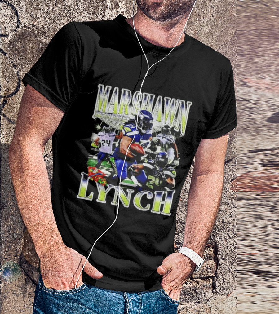 Marshawn Lynch Seattle Seahawks Football Star Running Back Legends T-Shirt