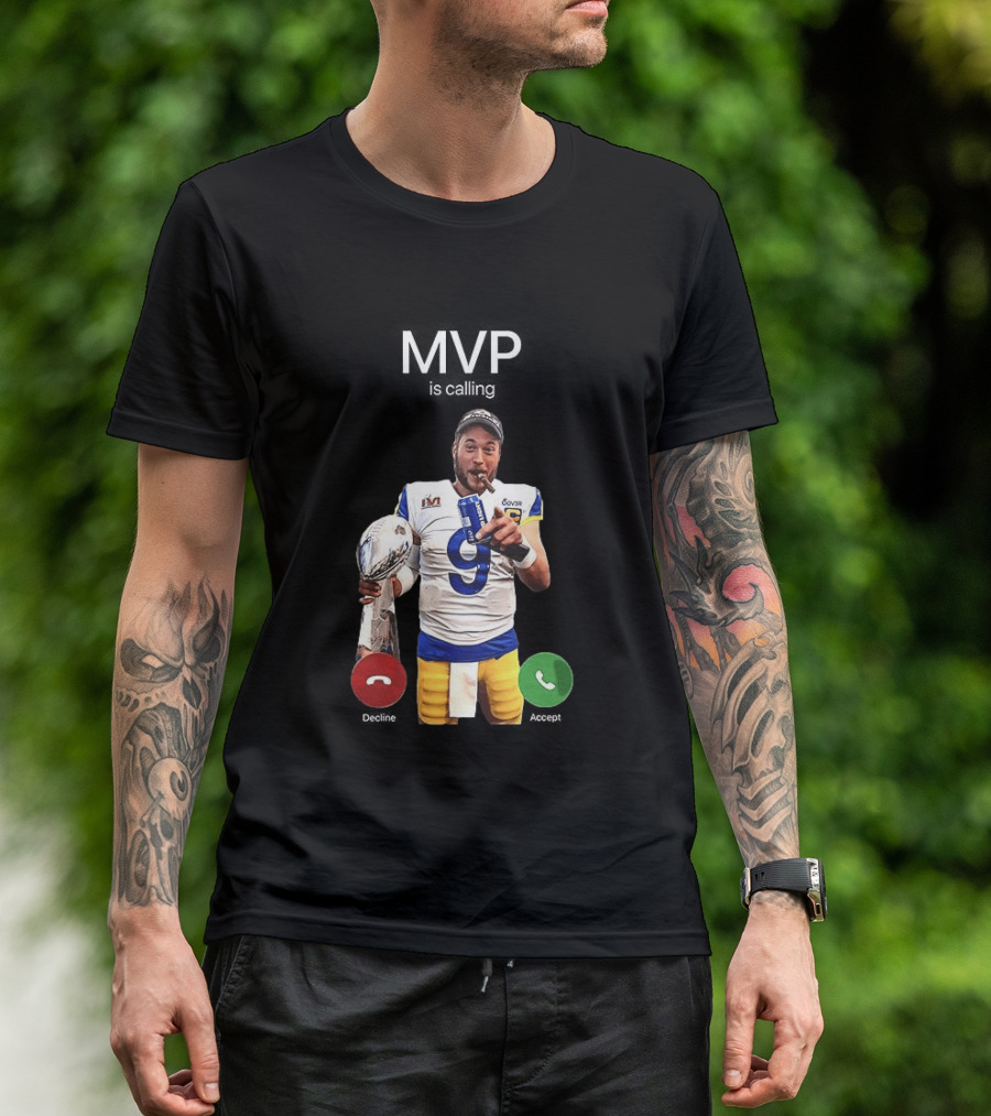 MVP Matthew Stafford Holding Trophy Los Angeles Football Celebration T-Shirt