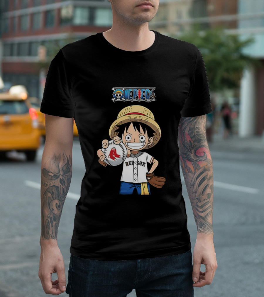 One Piece Boston Red Sox 2026 Luffy Baseball Collab T-Shirt