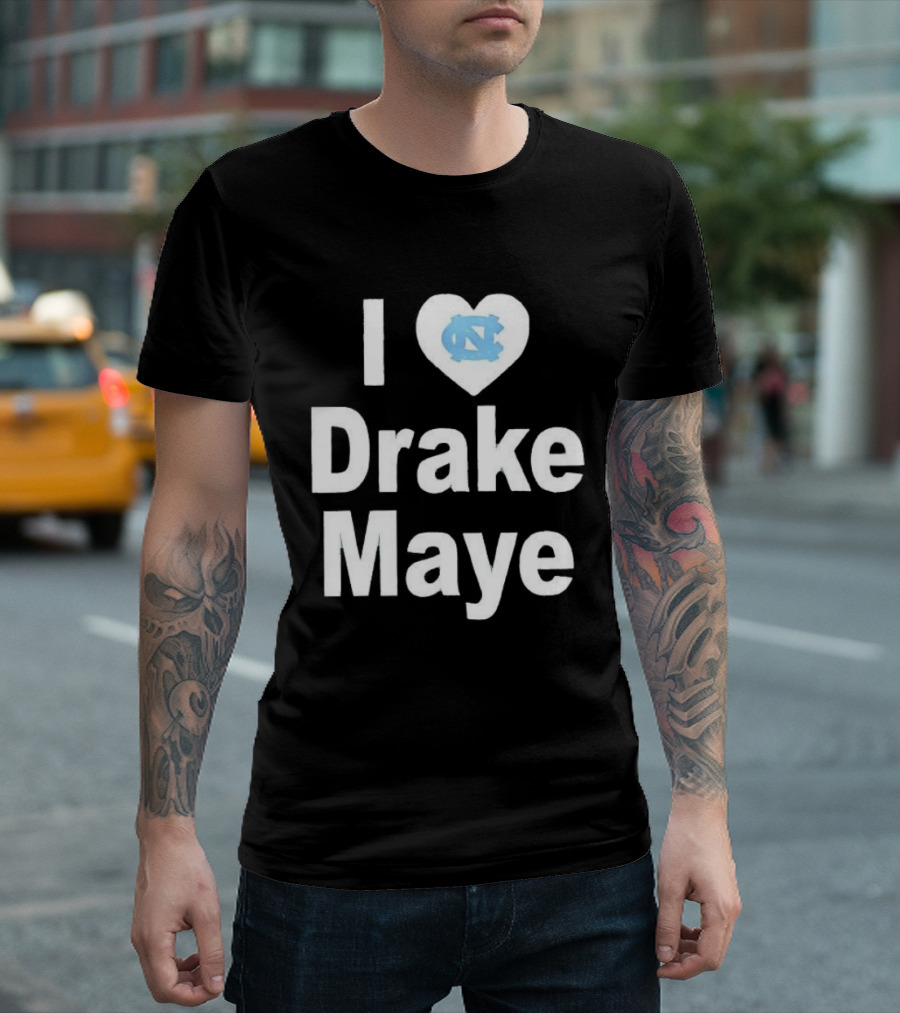 UNC Tar Heels I Love Drake Maye Heart T-Shirt