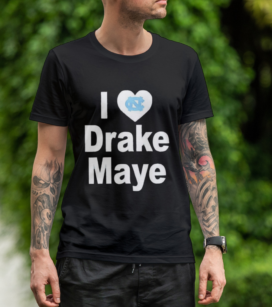 UNC Tar Heels I Love Drake Maye Heart T-Shirt