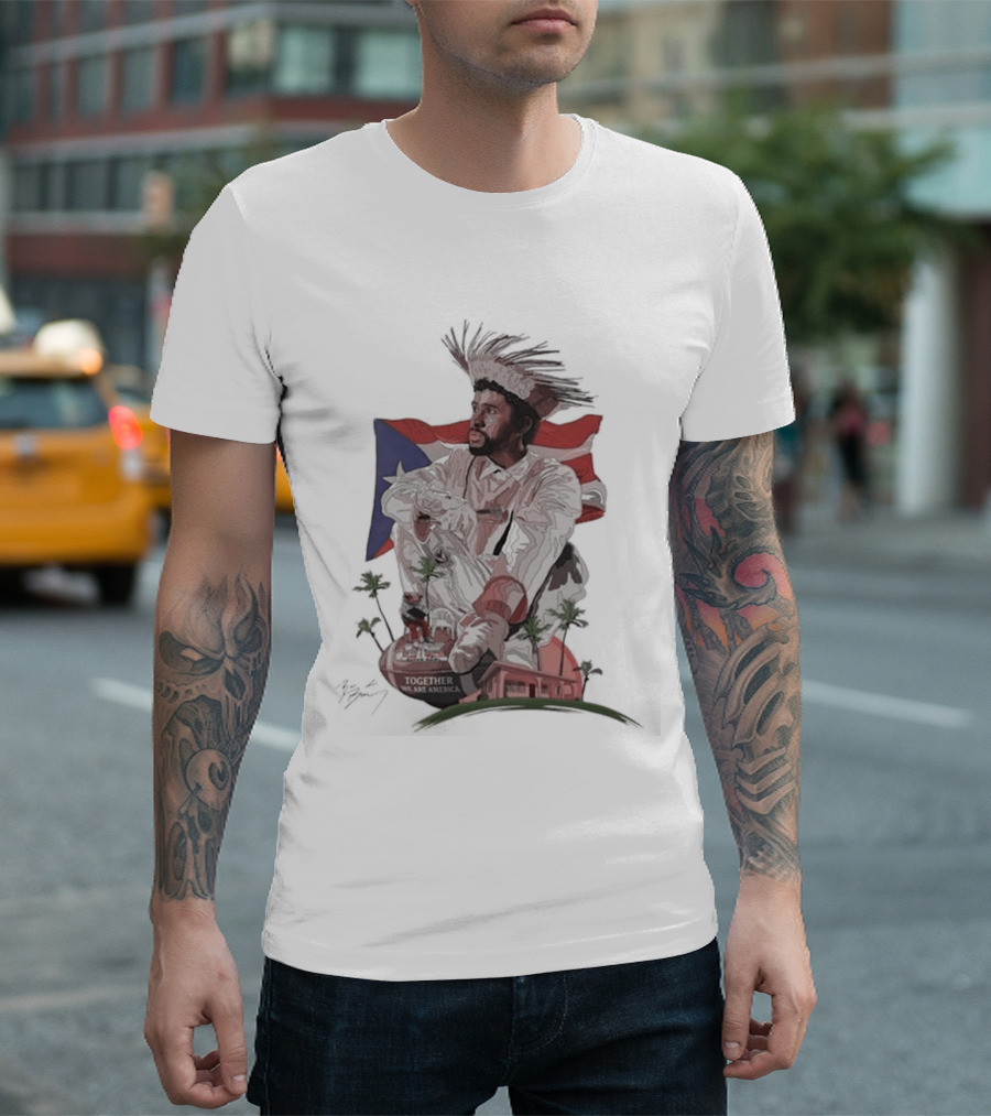 Bad Bunny Together We Are America Puerto Rican Flag Taino T-Shirt