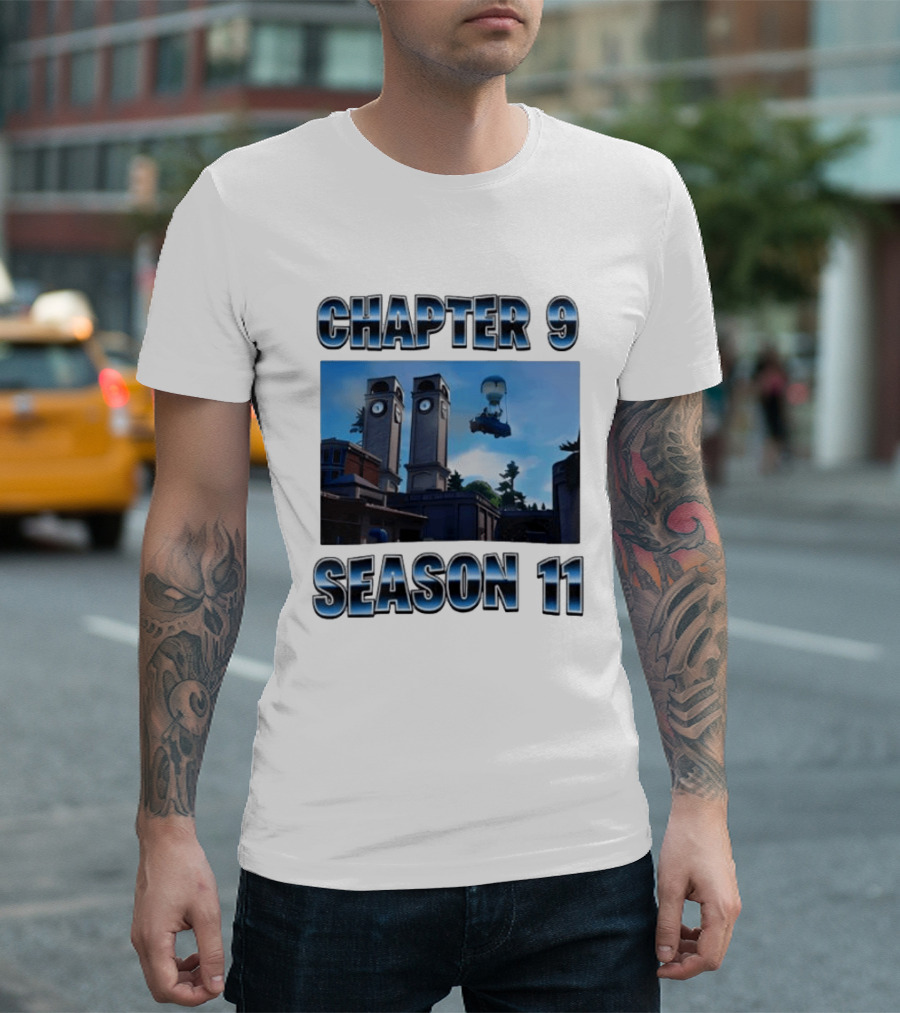 Chapter 9 Season 11 Tower Scene Floating Bus T-Shirt