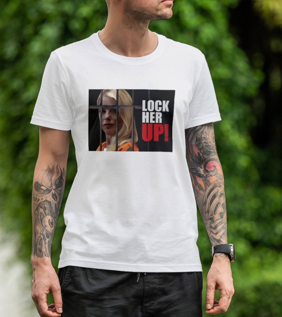 Pam Bondi Lock Her Up Prison Bars Image T-Shirt