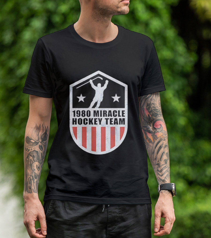 1980 Miracle Hockey Team Stars And Stripes Victory Celebration T-Shirt
