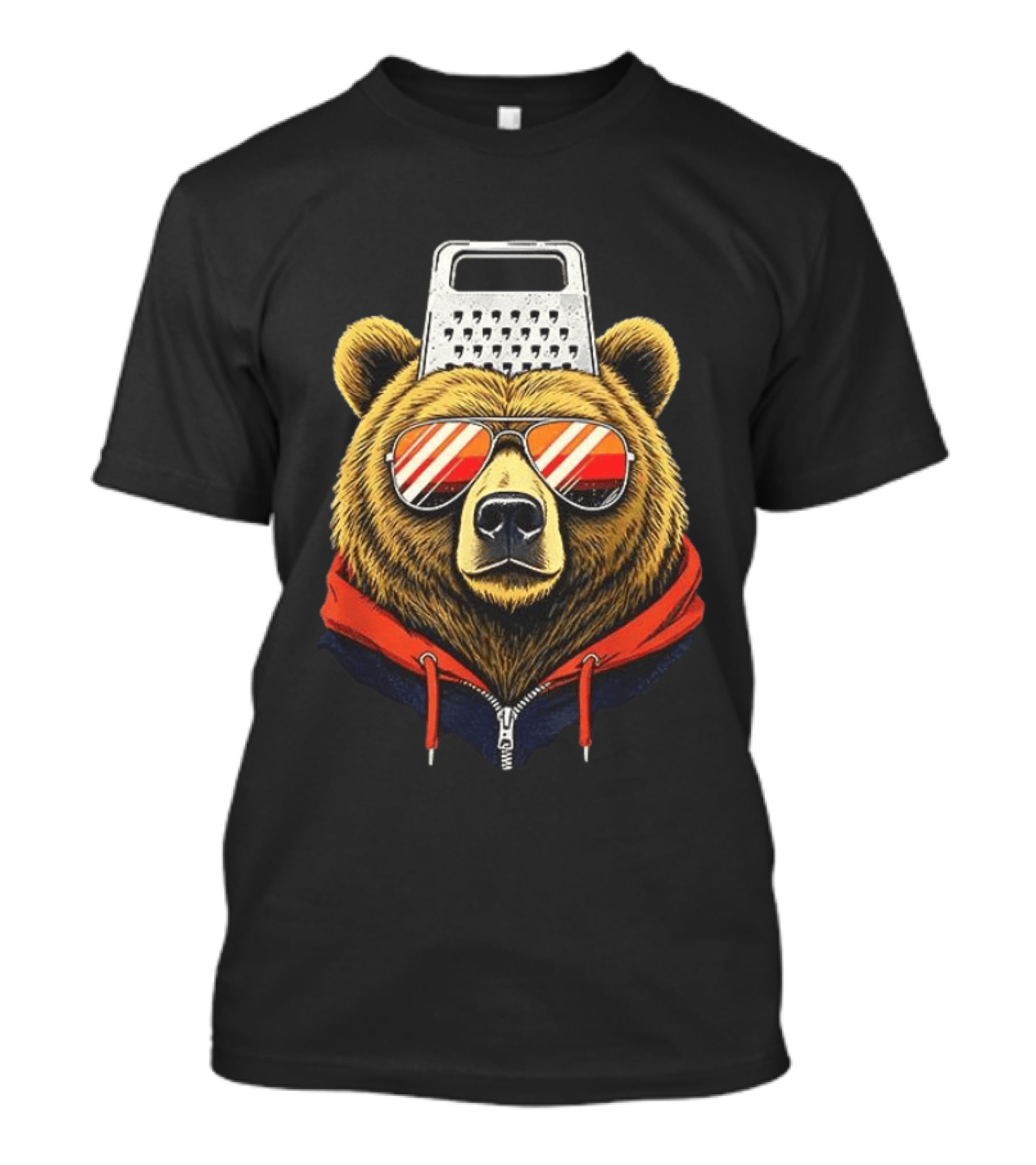 Chicago Bears Foam Cheese Grater Hat Bear With Sunglasses T-Shirt