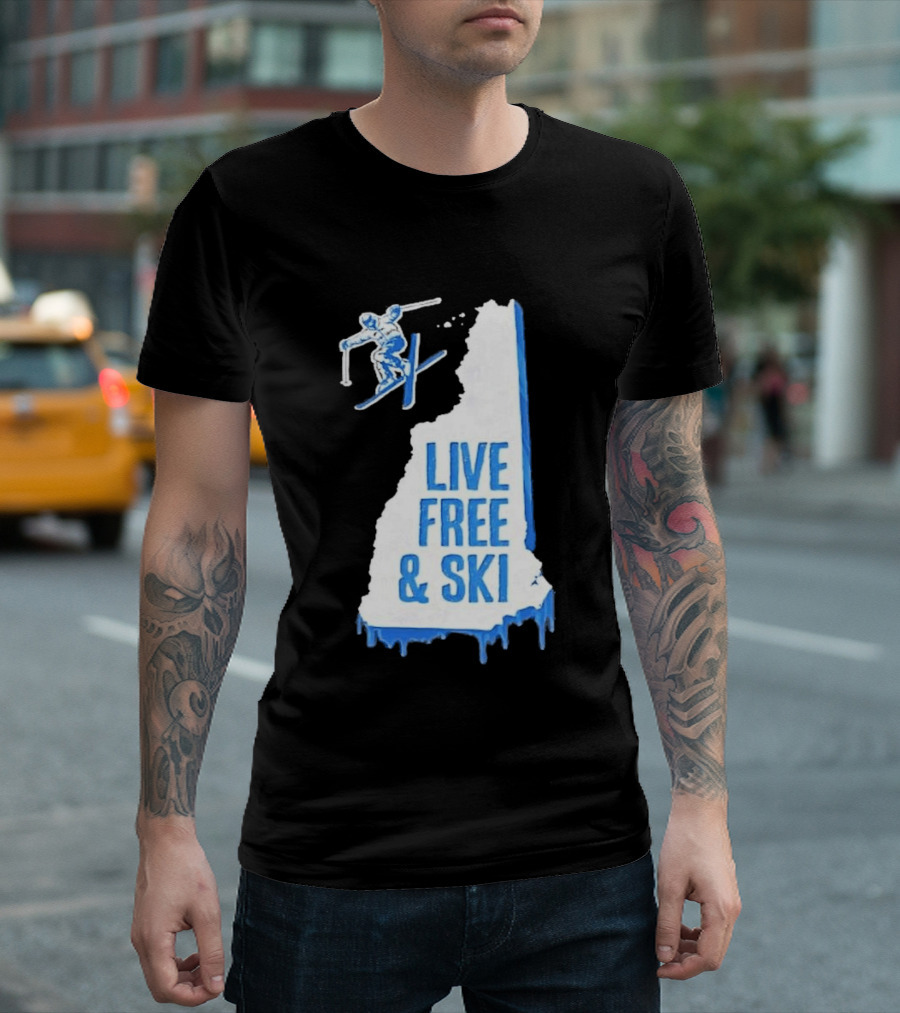 New Hampshire Live Free & Ski Winter Adventure Skiing T-Shirt