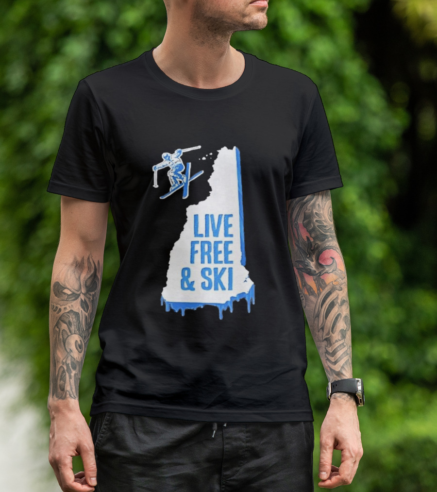 New Hampshire Live Free & Ski Winter Adventure Skiing T-Shirt