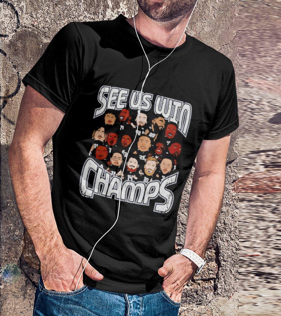 See Us Win Champs Seattle Seahawks Players Cartoon Caricature T-Shirt