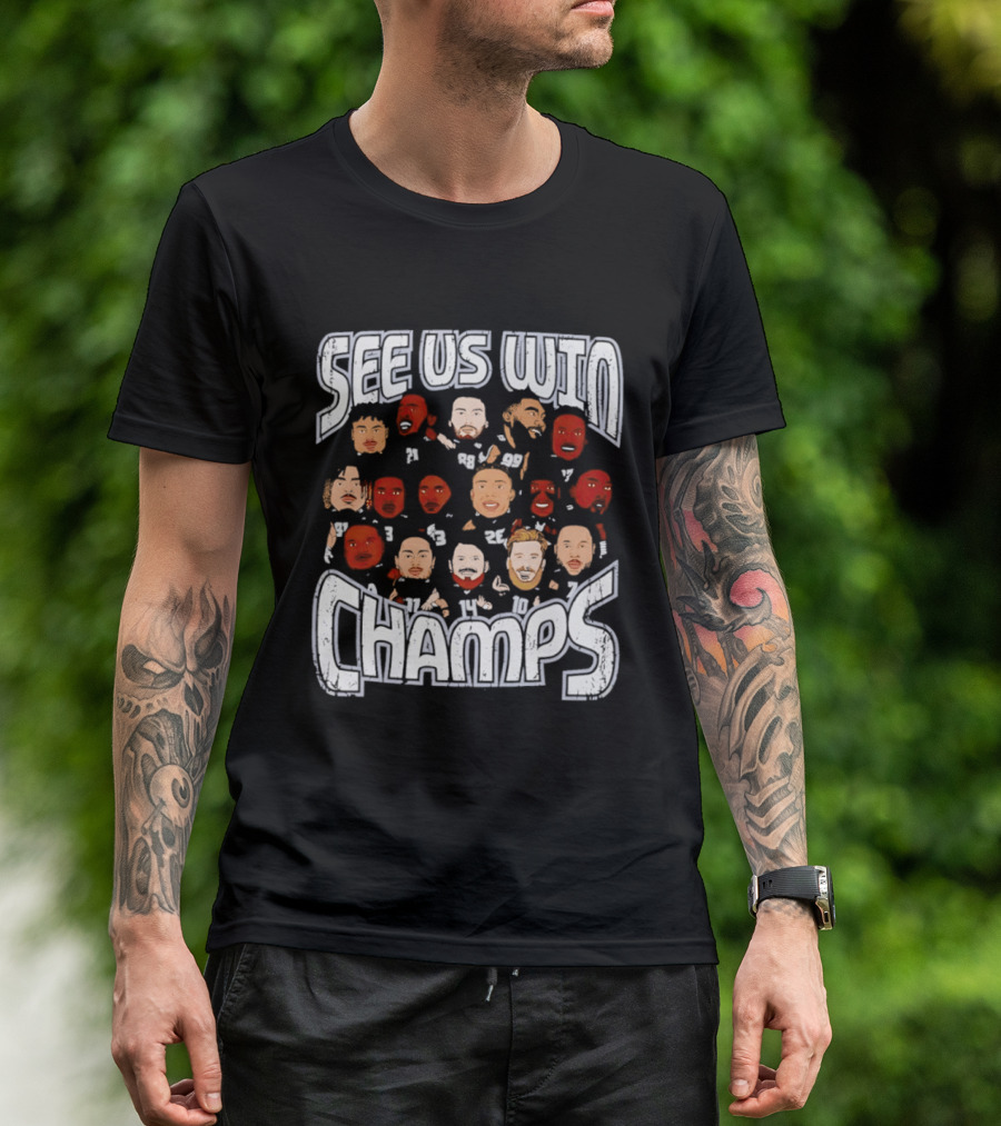 See Us Win Champs Seattle Seahawks Players Cartoon Caricature T-Shirt