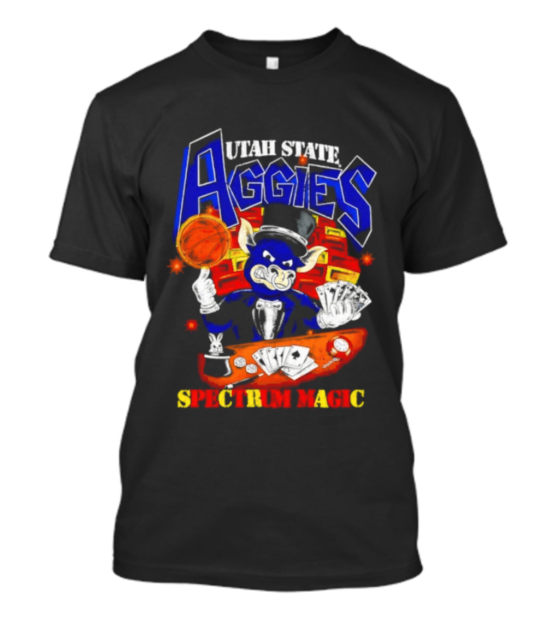 Utah State Aggies Spectrum Magic Basketball Theme With Cards T-Shirt