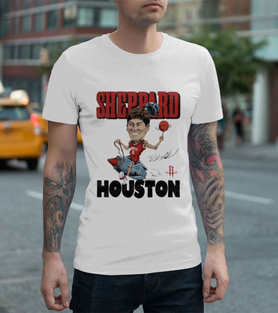 Houston Rockets Sheppard Cartoon Character Rocket T-Shirt