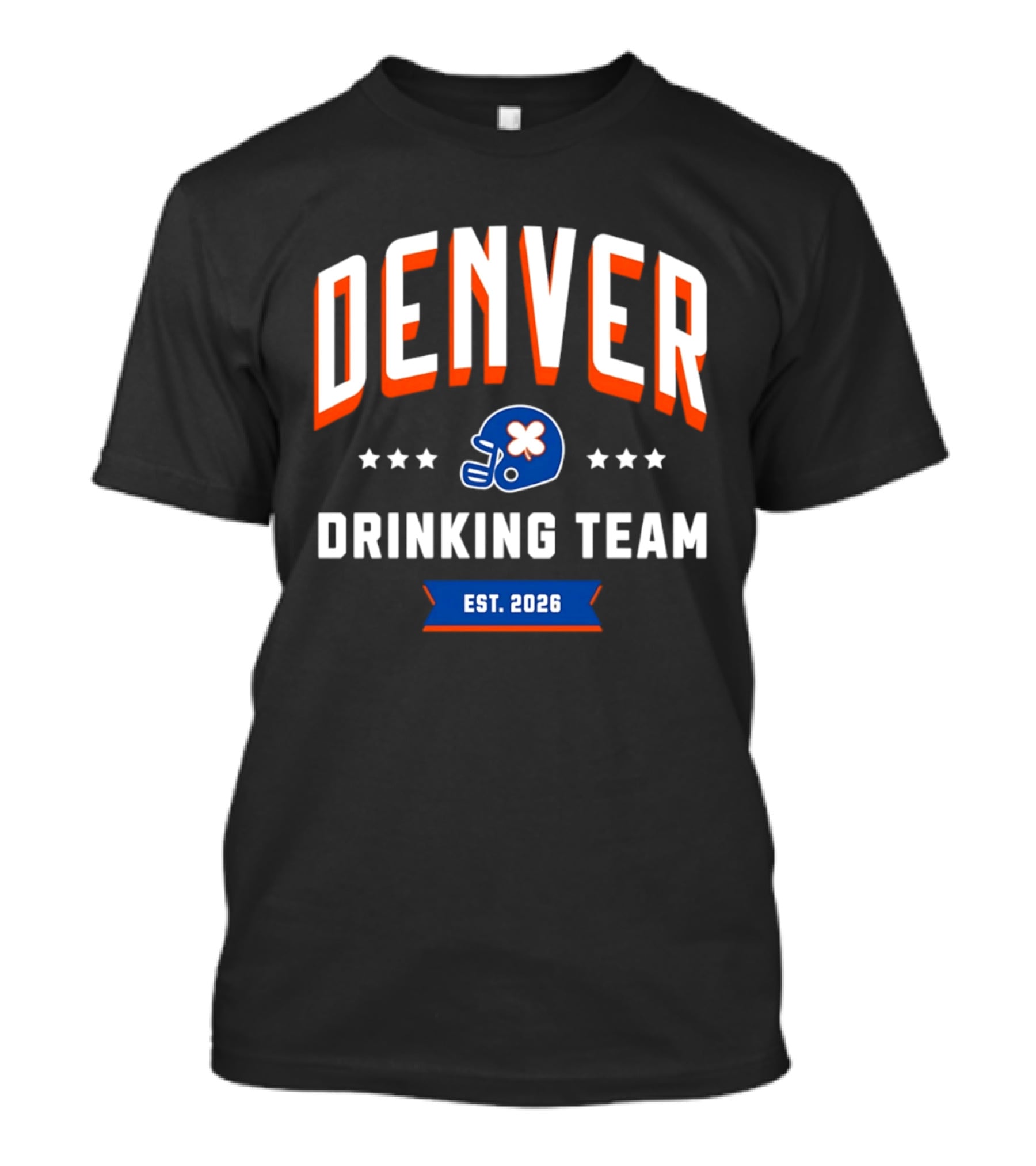 Denver Broncos Drinking Team St Patrick's Day Helmet Logo Est 2026 T-Shirt