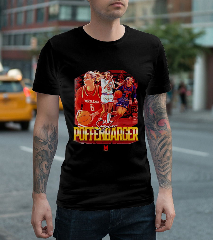 Saylor Poffenbarger Maryland Basketball Player 6 Collage T-Shirt