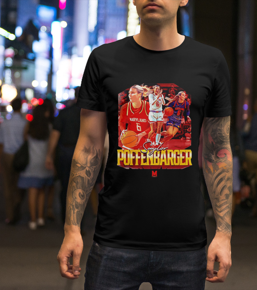Saylor Poffenbarger Maryland Basketball Player 6 Collage T-Shirt