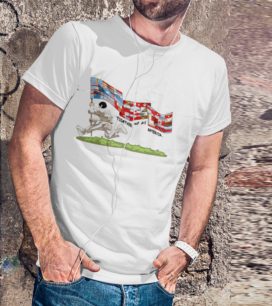 Bad Bunny Together We Are America The Only Thing More Powerful Than Hate Is Love Flags T-Shirt