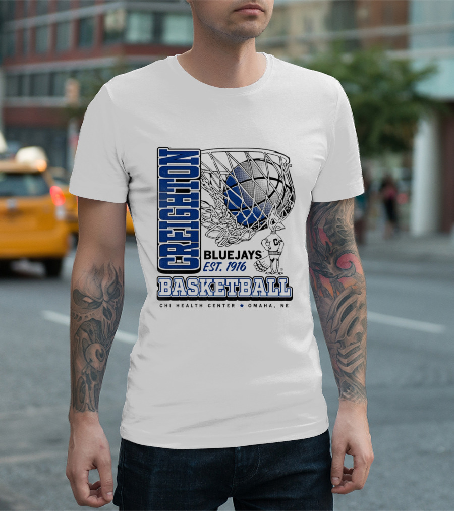 Creighton Bluejays Basketball Est 1916 CHI Health Center Omaha Nebraska T-Shirt