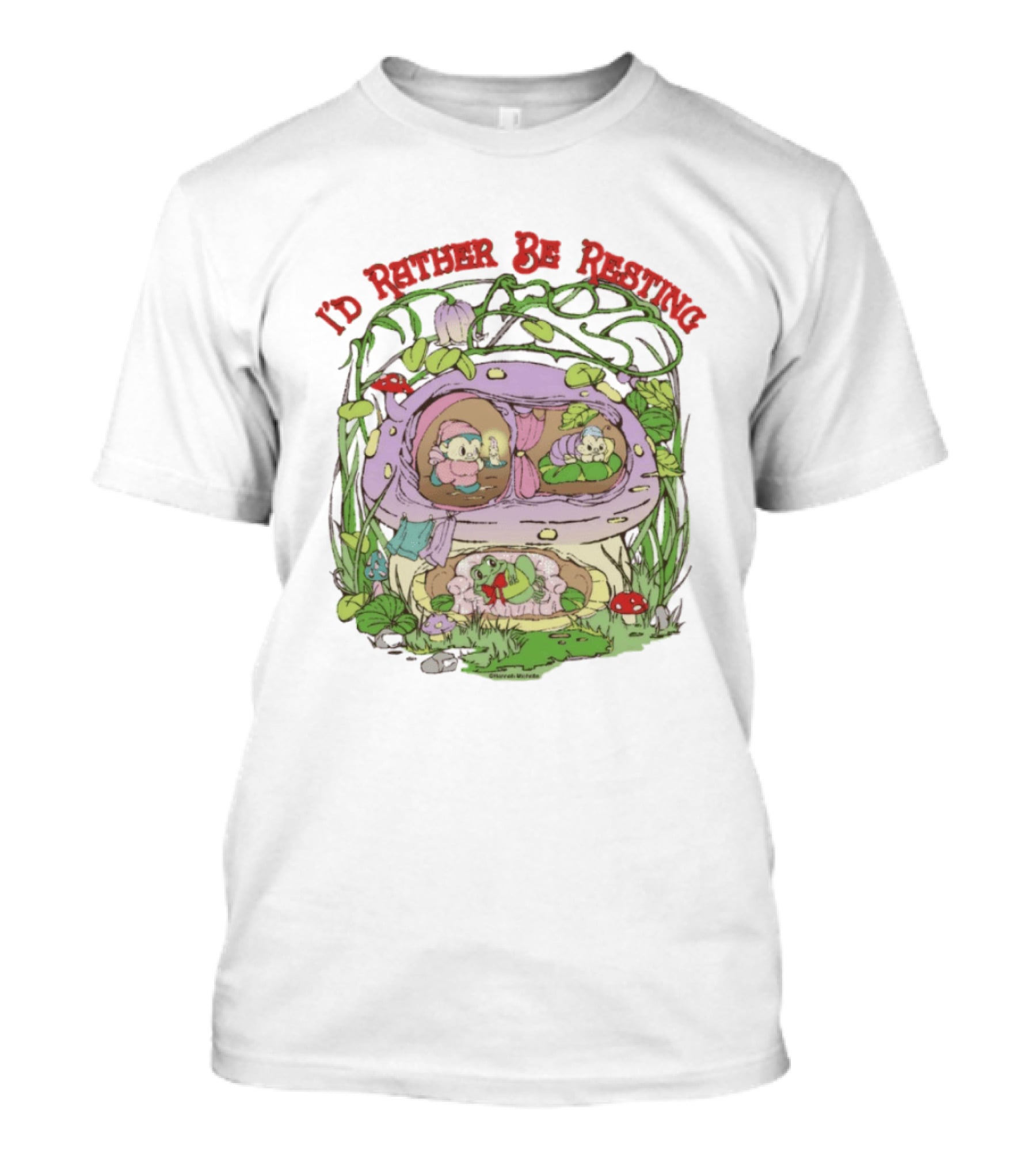 I'd Rather Be Resting Mushroom House Cozy Creatures T-Shirt