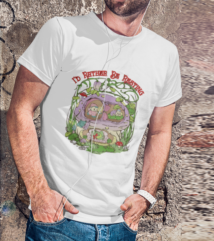 I'd Rather Be Resting Mushroom House Cozy Creatures T-Shirt