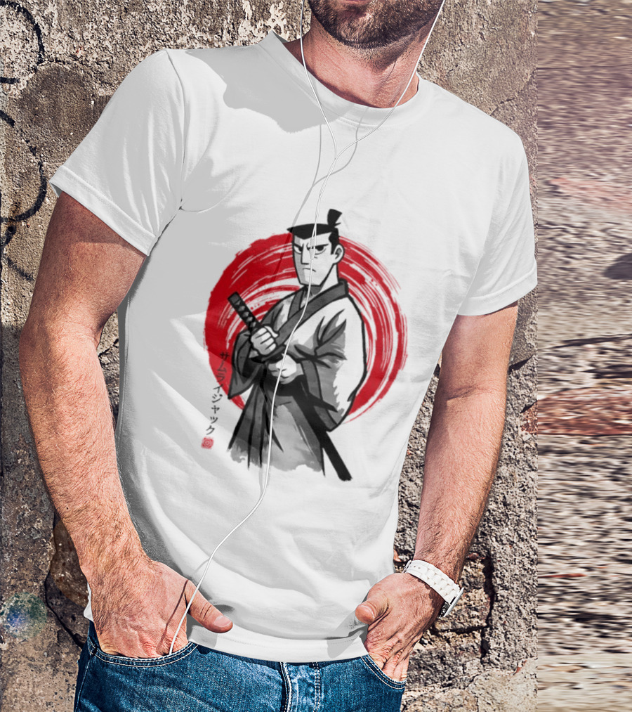 Samurai Jack Sumi E Art Red Circle Japanese Kanji T-Shirt