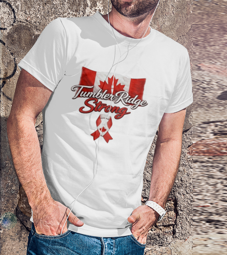 Tumbler Ridge Strong Canada Maple Leaf Ribbon T-Shirt