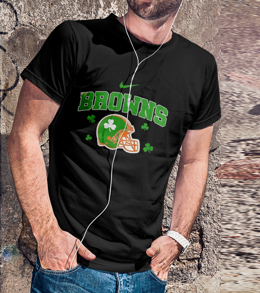 Browns Irish Inspired Football Shamrock Theme Nike T-Shirt