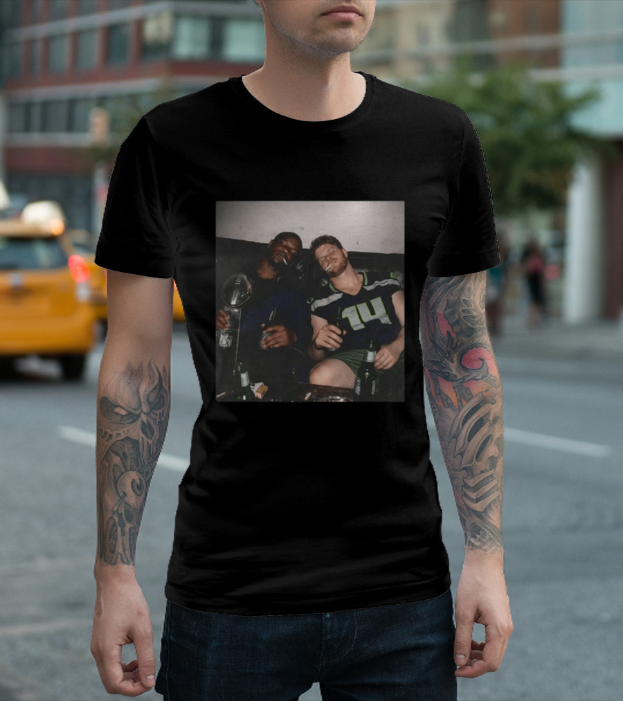 Lombardi Trophy Celebration With Jersey Number 14 NFL Players Drinking Smoking T-Shirt