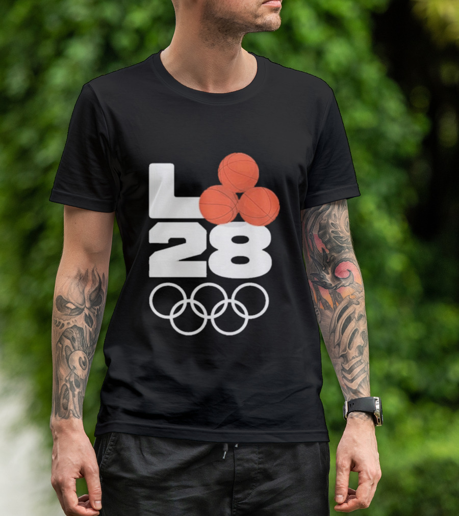 LA28 Basketball Olympic Rings NBA All Star Mitchell Ness Los Angeles T-Shirt