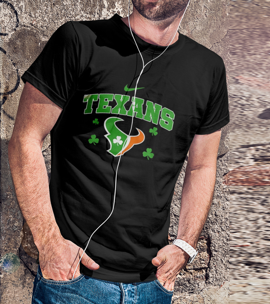Houston Texans Irish Clover St. Patrick's Green Nike Fan Gear T-Shirt