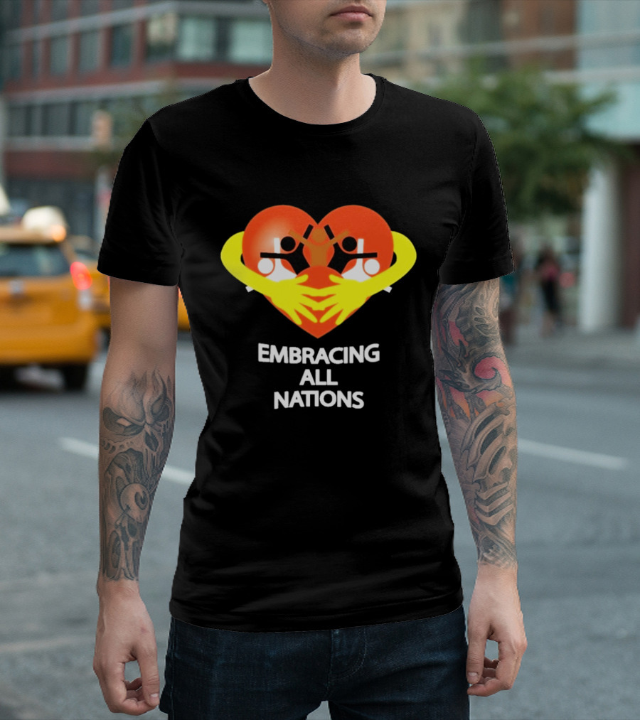 Embracing All Nations Heart With Unity And Yellow Arms T-Shirt