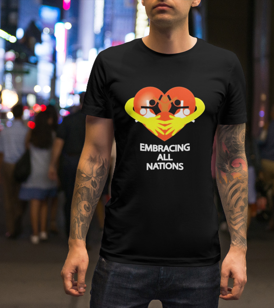 Embracing All Nations Heart With Unity And Yellow Arms T-Shirt
