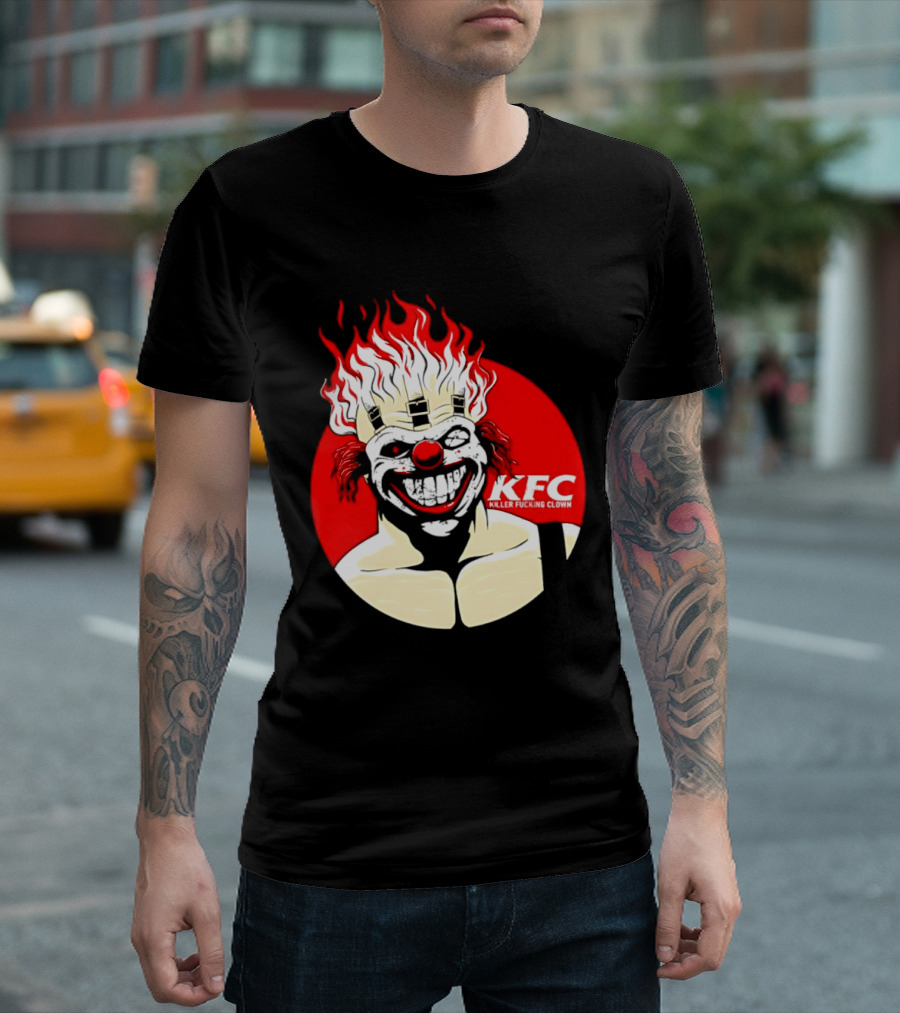 KFC Killer Clown Flaming Hair Grinning Face T-Shirt