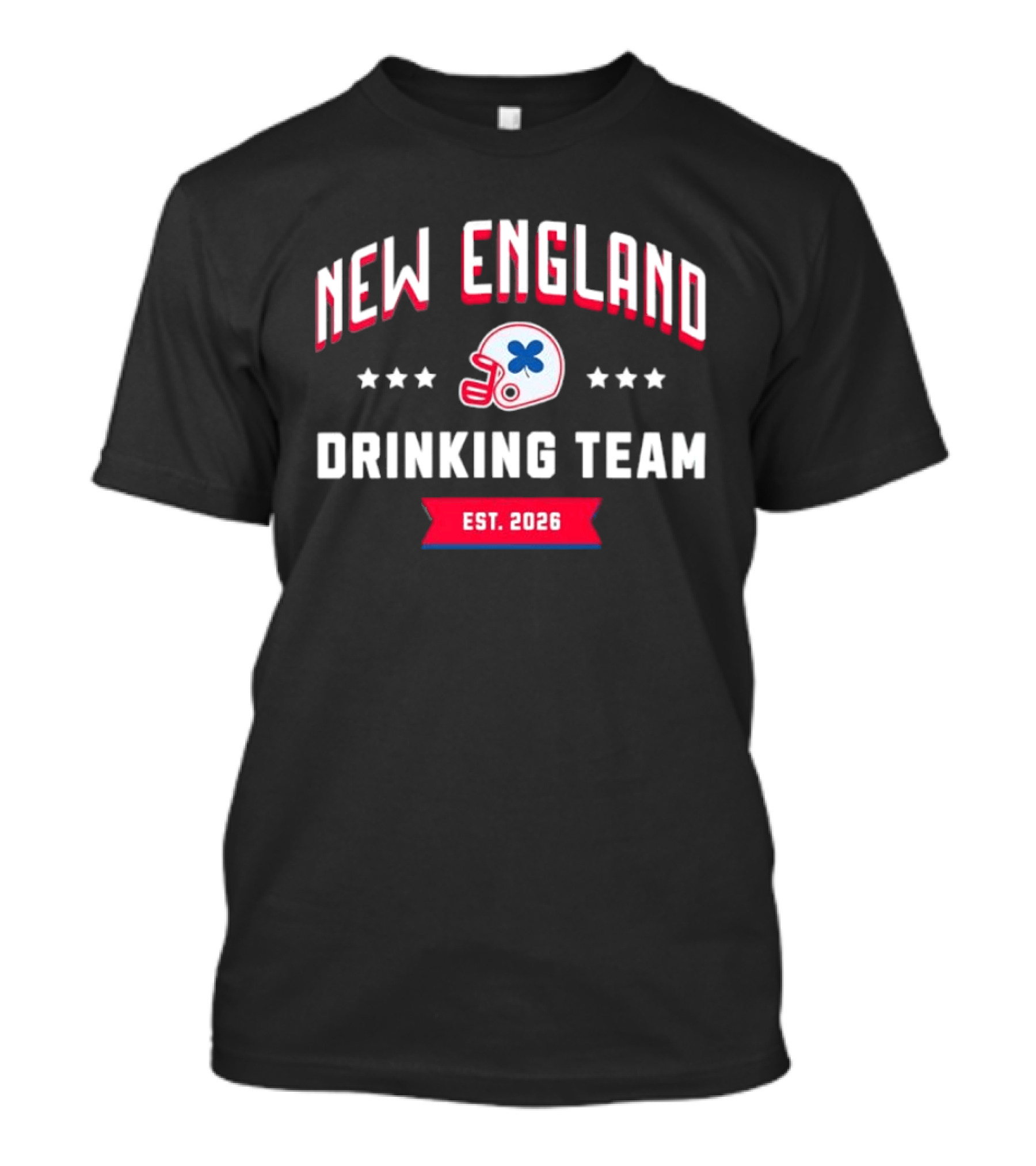 New England Drinking Team Est 2026 Football Helmet Four Stars T-Shirt