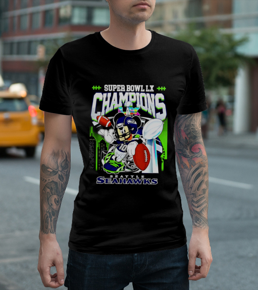 Super Bowl XLVIII Champions Mickey Mouse Seattle Seahawks T-Shirt
