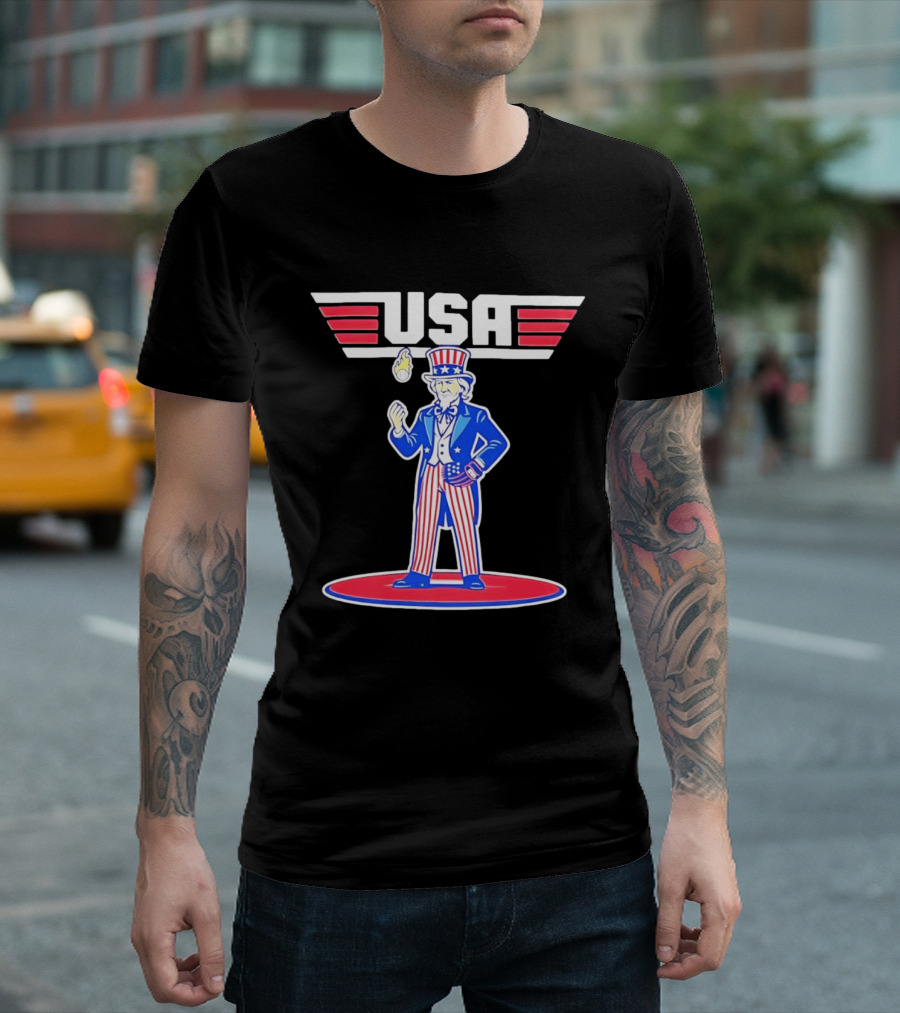 Uncle Sam USA Baseball Ace Patriotic Sports T-Shirt