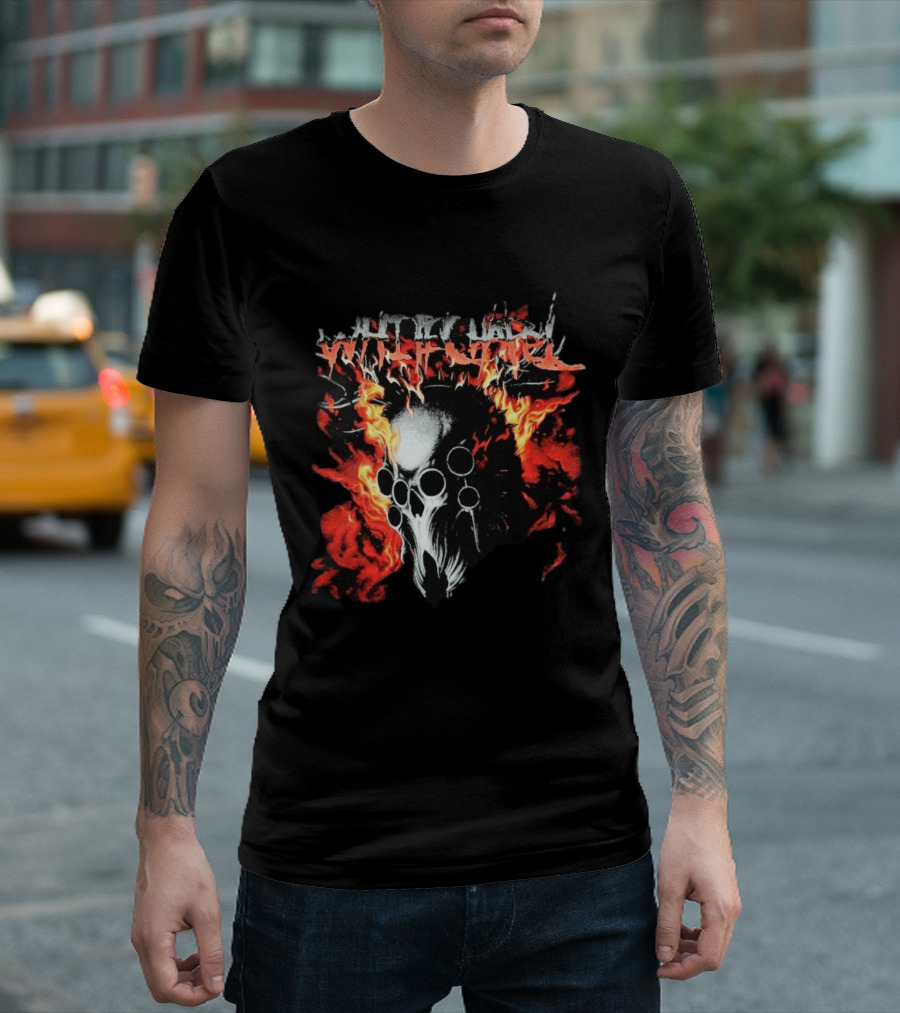 Whitechapel Inferno Skull Flames Grunge T-Shirt