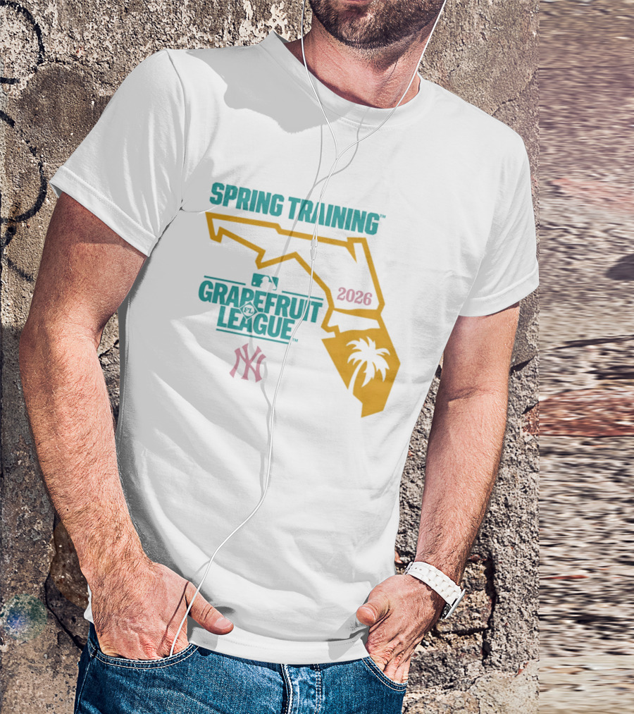 Spring Training New York Yankees Grapefruit League 2026 Florida Map Palm Tree T-Shirt
