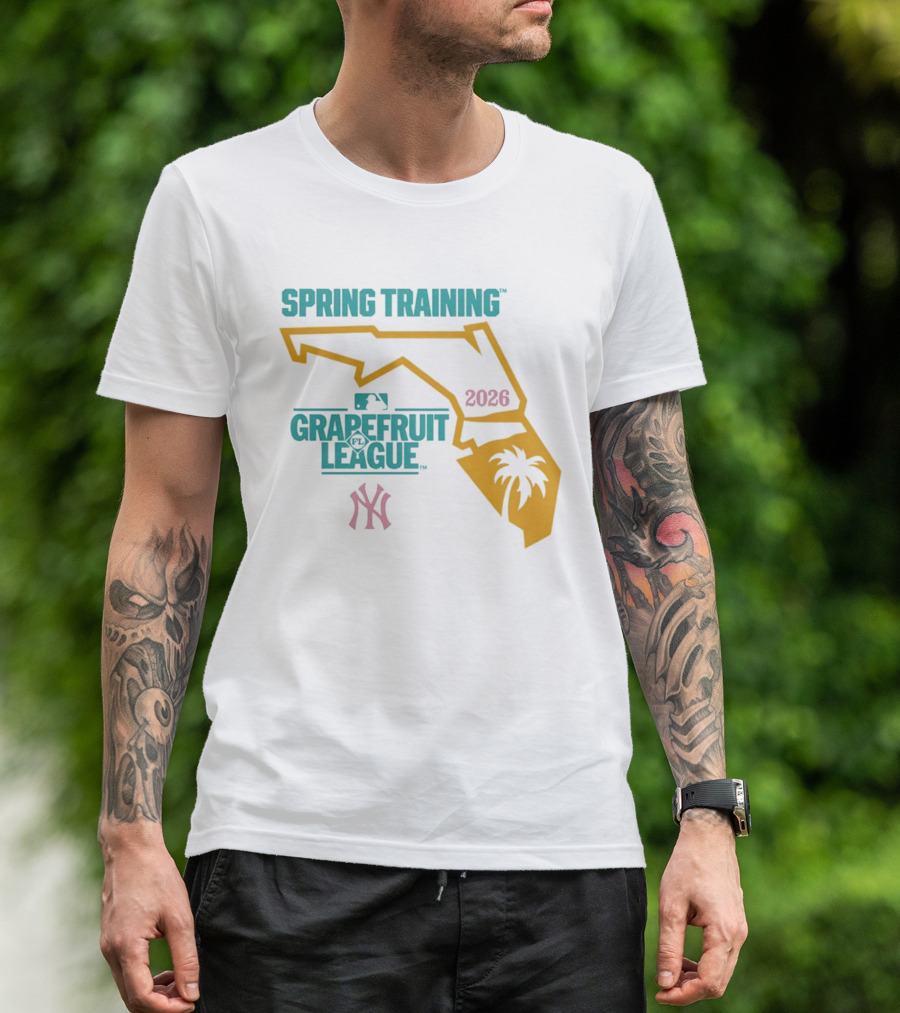Spring Training New York Yankees Grapefruit League 2026 Florida Map Palm Tree T-Shirt