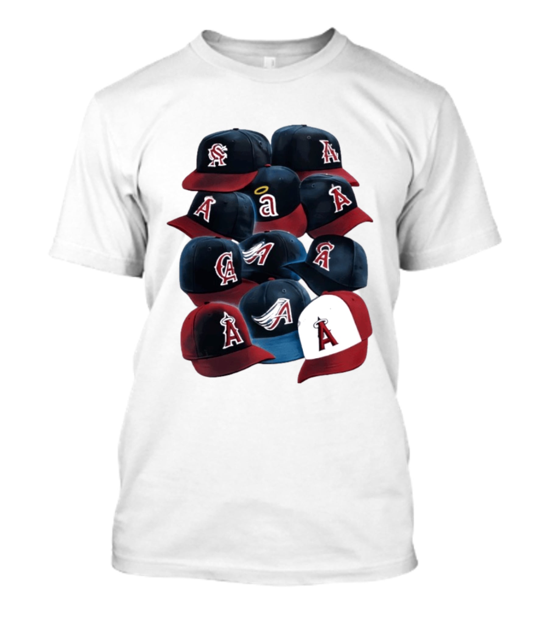 Stacked A Cap Collection With Angelic Halo And Stylized Wings T-Shirt