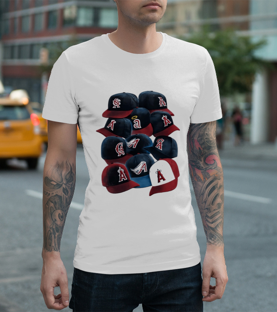 Stacked A Cap Collection With Angelic Halo And Stylized Wings T-Shirt