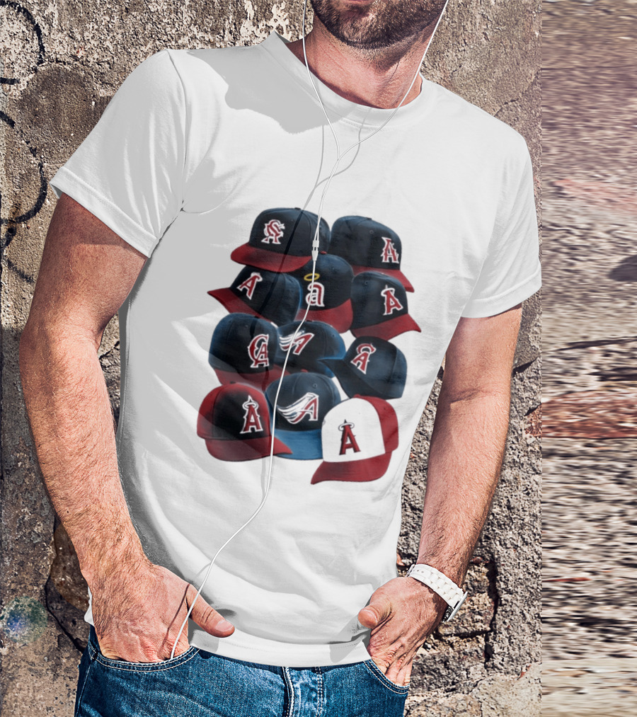 Stacked A Cap Collection With Angelic Halo And Stylized Wings T-Shirt