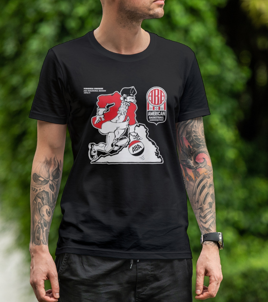 Virginia Squires ABA Basketball Map 1970s T-Shirt